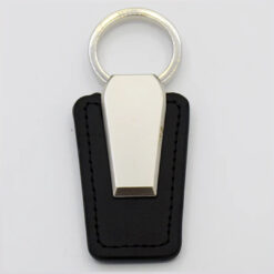 Black Leather + Metal Keychain