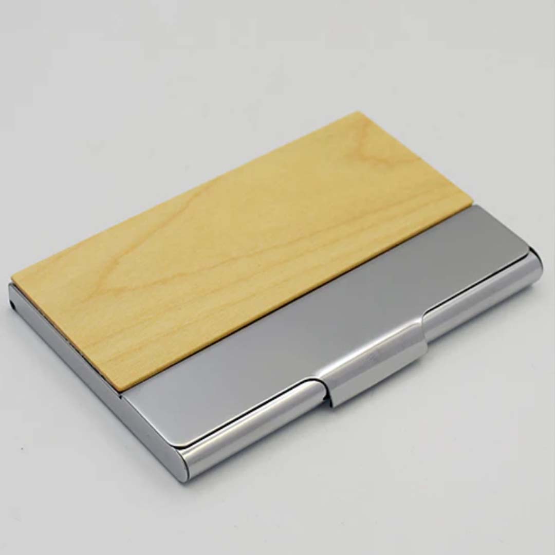Wooden + Metal Card Holder – stylish durable card case
